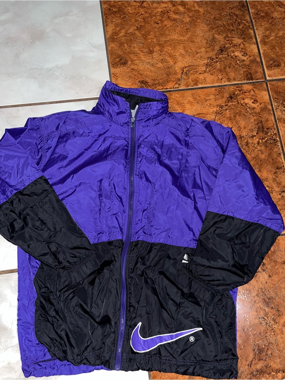 VTG Nike Youth Full Zip Windbreaker Jacket Black/Purple